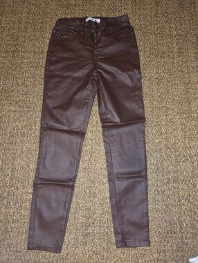 KanCan Skinny Coated Jeans in Dark Burgundy